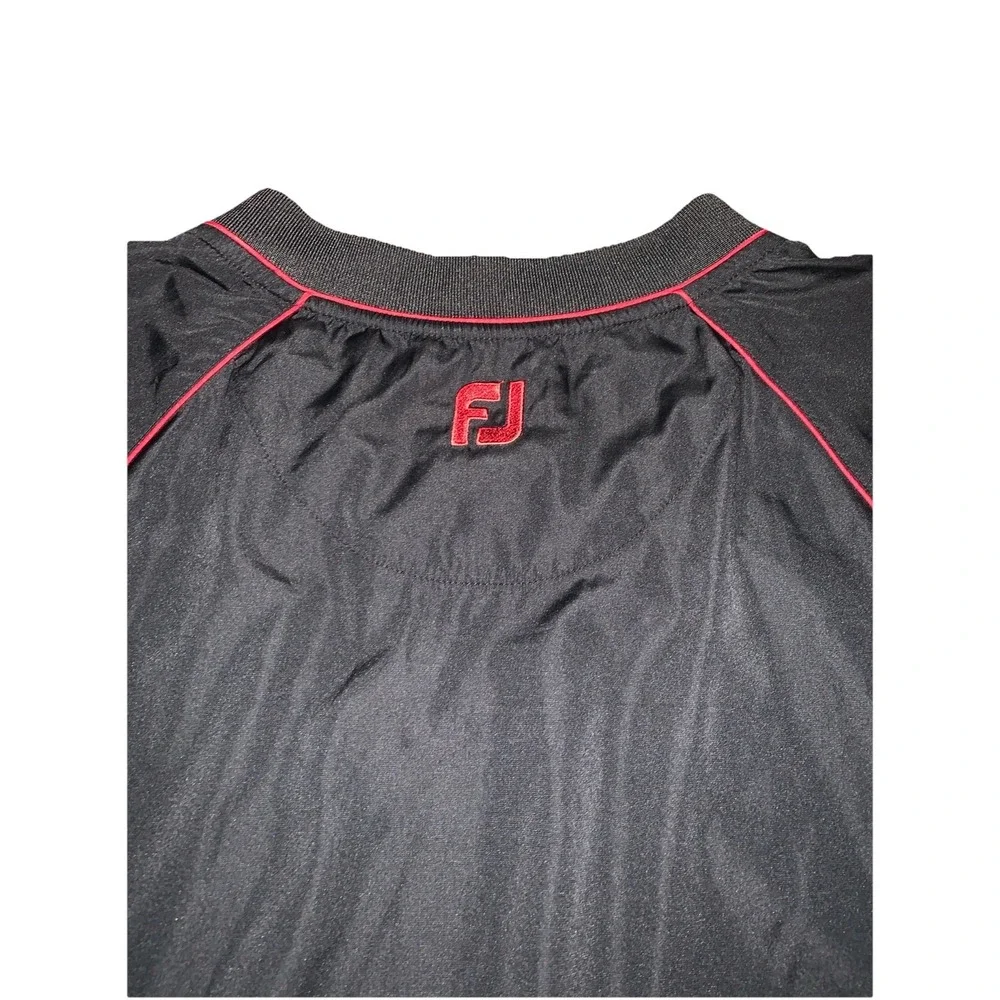VTG FootJoy FJ Golf Pullover‎ Jacket Black Red Windbreaker Sz M Pull Over V Neck